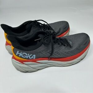 HOKA Men's Black and Red Running Shoes SZ 9